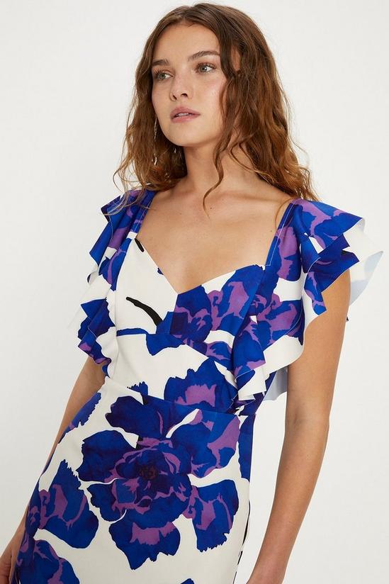 Oasis Petite Ruffle Detail Floral Crepe Midi Dress 2