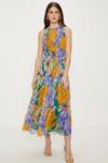 Oasis Large Floral Gathered Tiered Midi Dress thumbnail 1