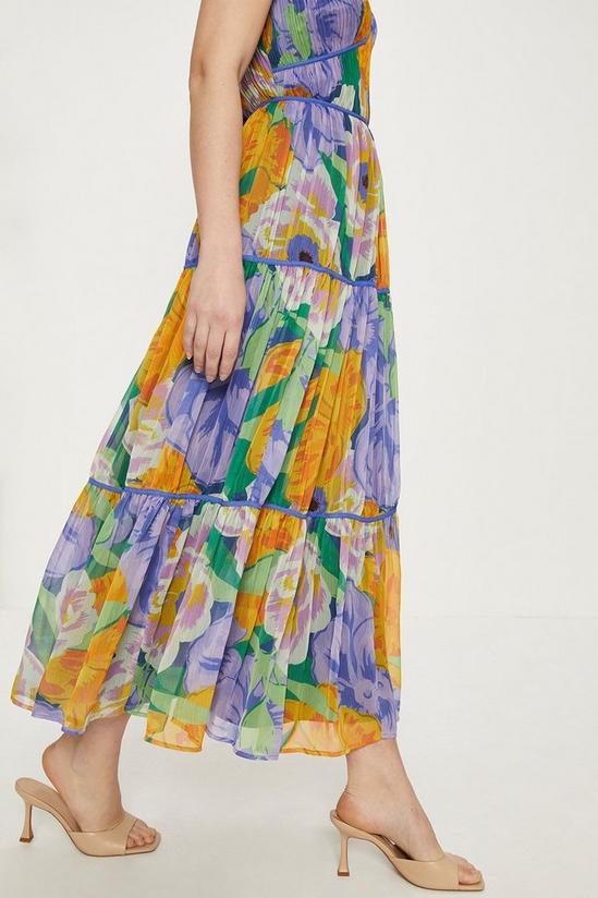 Oasis Large Floral Gathered Tiered Midi Dress 2