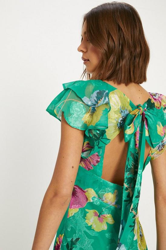 Oasis Petite Bright Floral Satin Burnout Ruffle Midi Dress 2