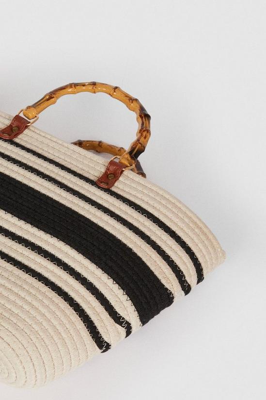 Oasis Mono Stripe Bamboo Handle Detail Bag 3