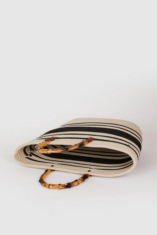 Oasis Mono Stripe Bamboo Handle Detail Bag 4