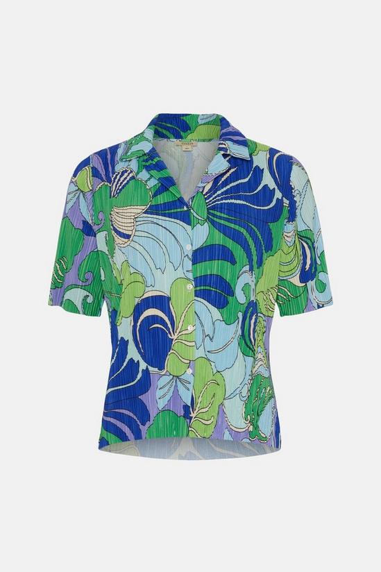 Oasis Tropical Plisse Short Sleeve Button Through Shirt 4