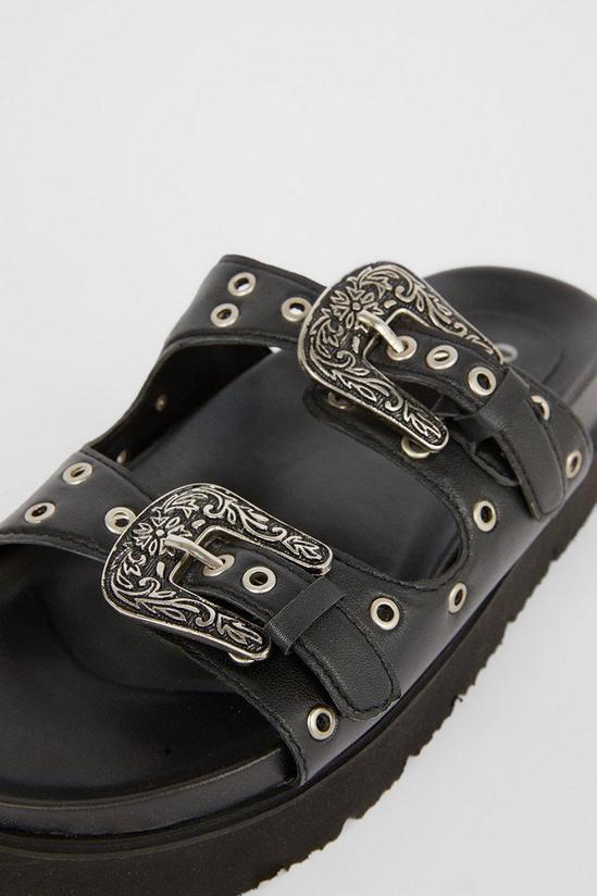 Oasis Leather Western Studded Flatform Sandal 4
