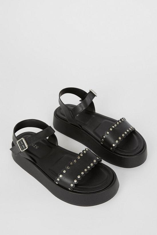 Oasis Leather Scallop Flatform Sandals 3