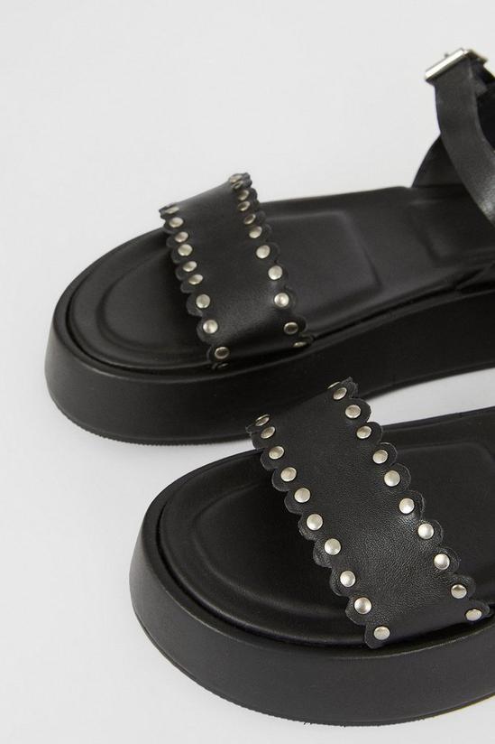 Oasis Leather Scallop Flatform Sandals 4