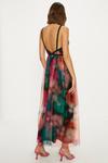 Oasis Bright Abstract Strappy Lace Trim Tulle Midi Dress thumbnail 3
