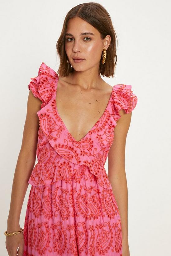 Oasis Ruffle Strap Tie Back Broderie Dress 2