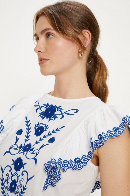 Oasis Embroidered Ruffle Tassel Top 1