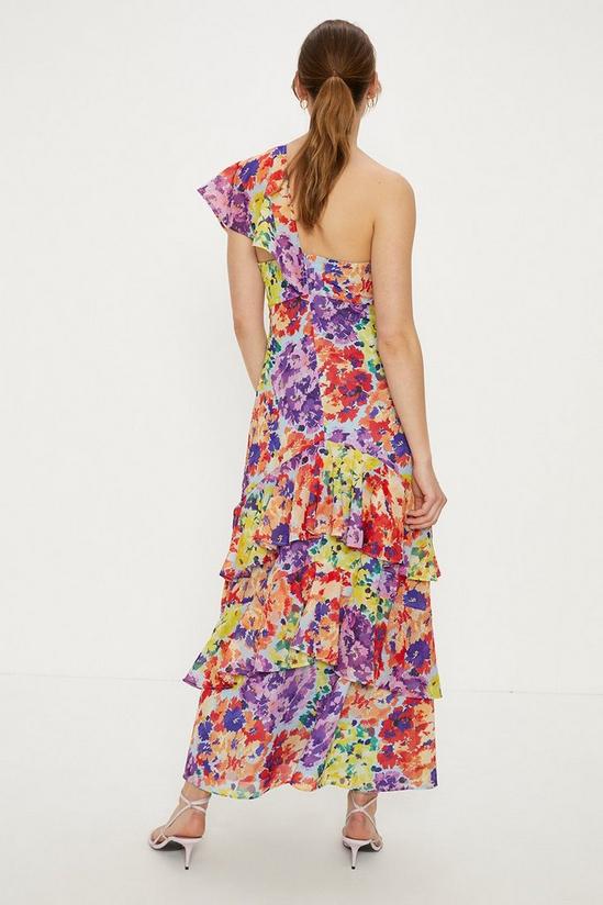 Oasis Patched Floral Asymmetric Ruffle Midi Dress 3