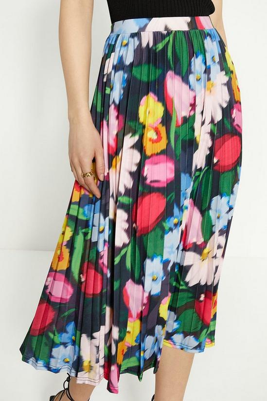 Oasis Slinky Jersey Floral Pleated Midi Skirt 2