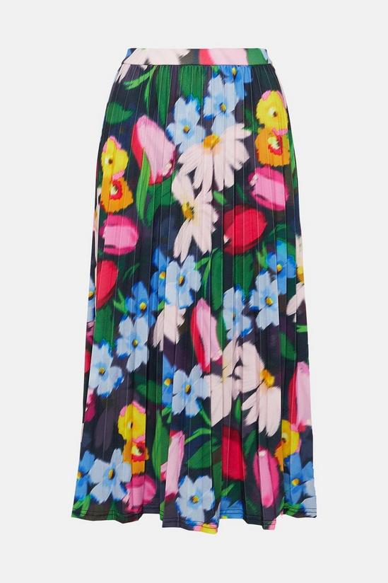Oasis Slinky Jersey Floral Pleated Midi Skirt 4