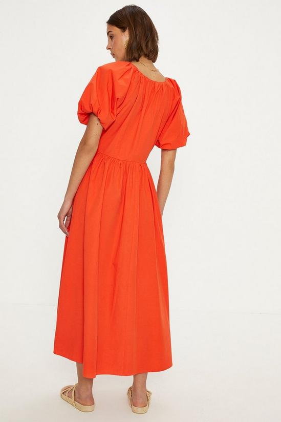 Oasis Ruched Neck Puff Sleeve Midi Dress 3