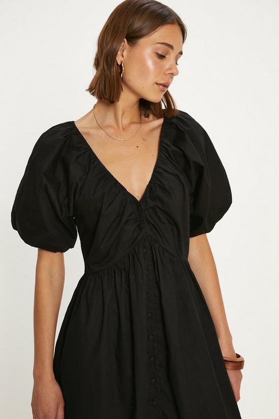 Oasis Ruched Neck Puff Sleeve Midi Dress 1