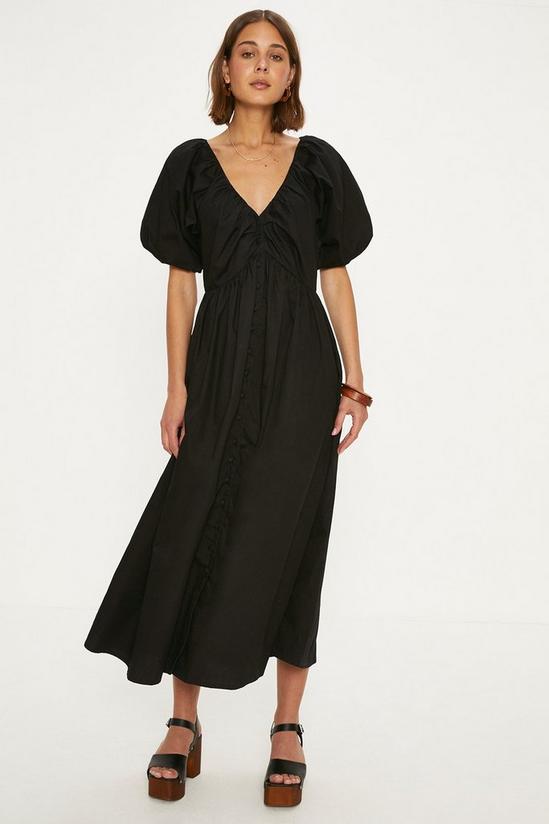Oasis Ruched Neck Puff Sleeve Midi Dress 2