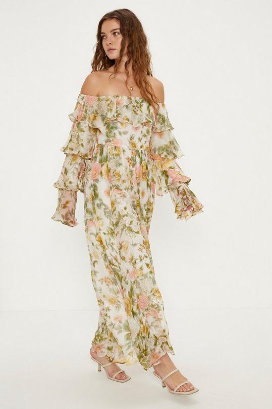 Oasis Soft Floral Chiffon Ruffle Maxi Dress 1