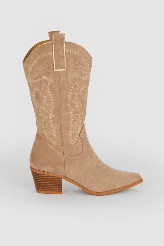 Oasis Faux Suede Stitch Detail Western Boot 2