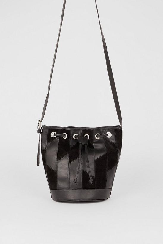 Oasis Leather And Suede Patch Detail Bucket Bag 1