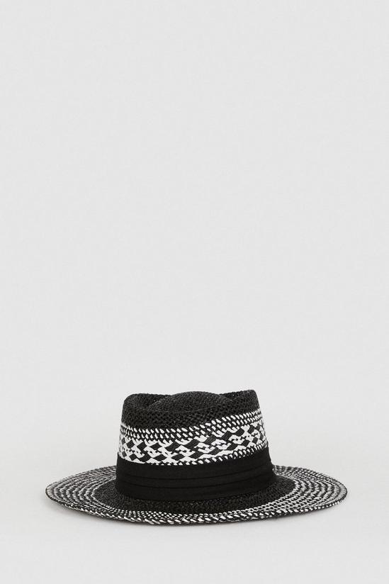 Oasis Woven Detail Contrast Band Fedora Straw Hat 1