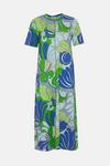 Oasis Cotton Leafy Floral Seam Detail Midi Trapeze Dress thumbnail 4