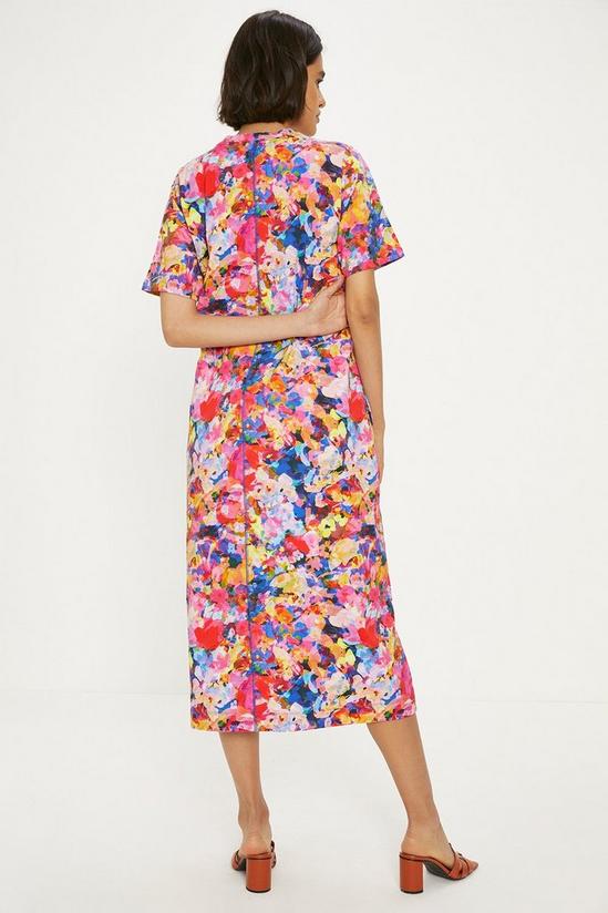 Oasis Cotton Bright Floral Seam Detail Midi Trapeze Dress 3