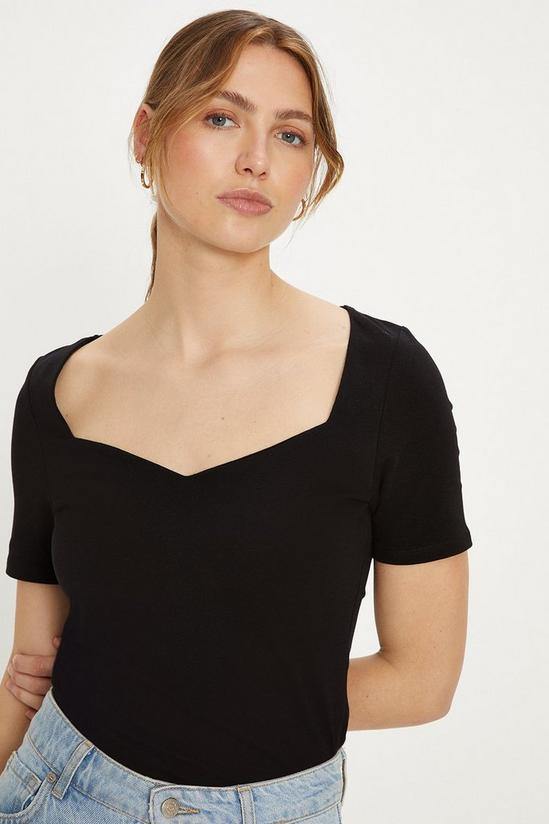 Oasis Essential Cotton Short Sleeved Sweetheart Top 1
