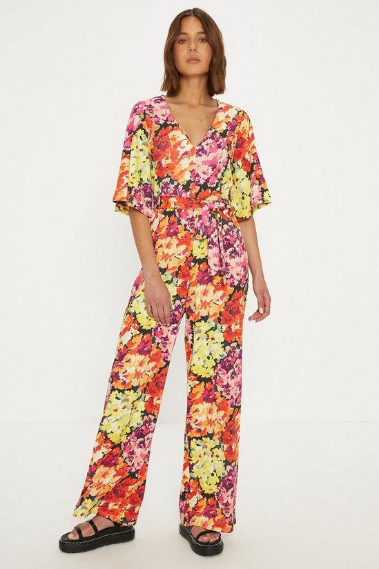 Oasis Floral Crinkle Angel Sleeve Jumpsuit 2