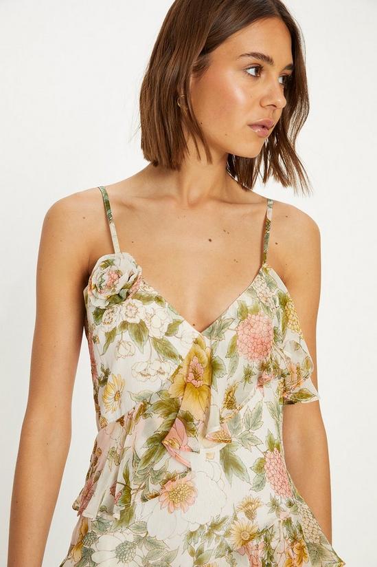 Oasis Soft Floral Asymmetric Ruffle Strappy Midi Dress 2