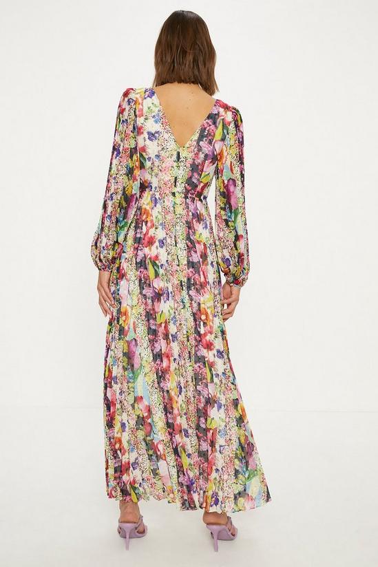 Oasis Stripe Floral Pleated Metallic Twist Midi Dress 3