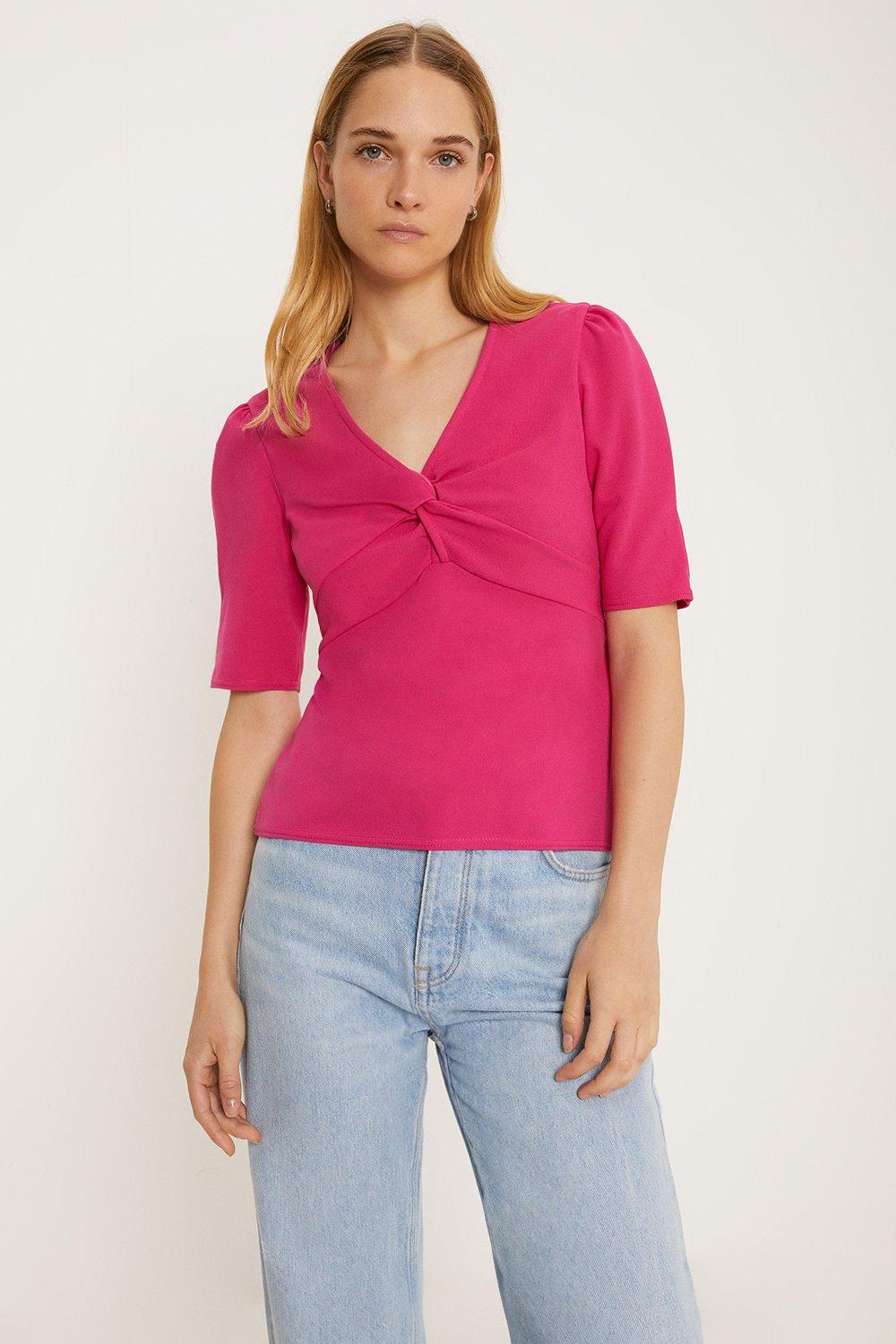 Twist Front Stretch Crepe Top