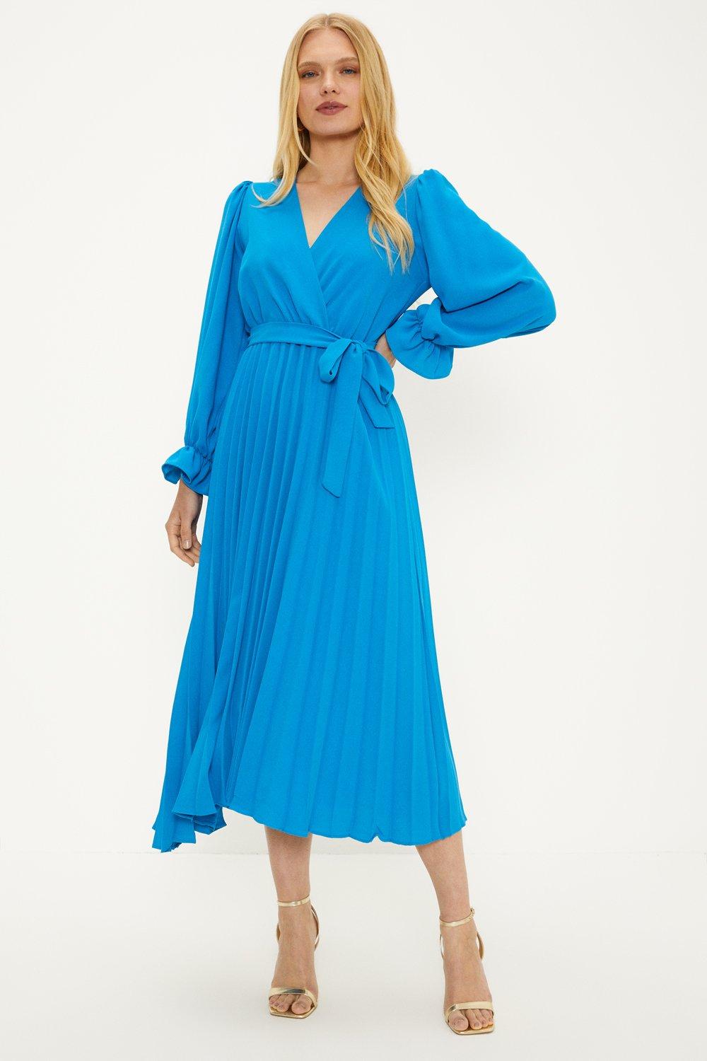 Dresses | Belted Wrap Pleated Midi Dress | Oasis