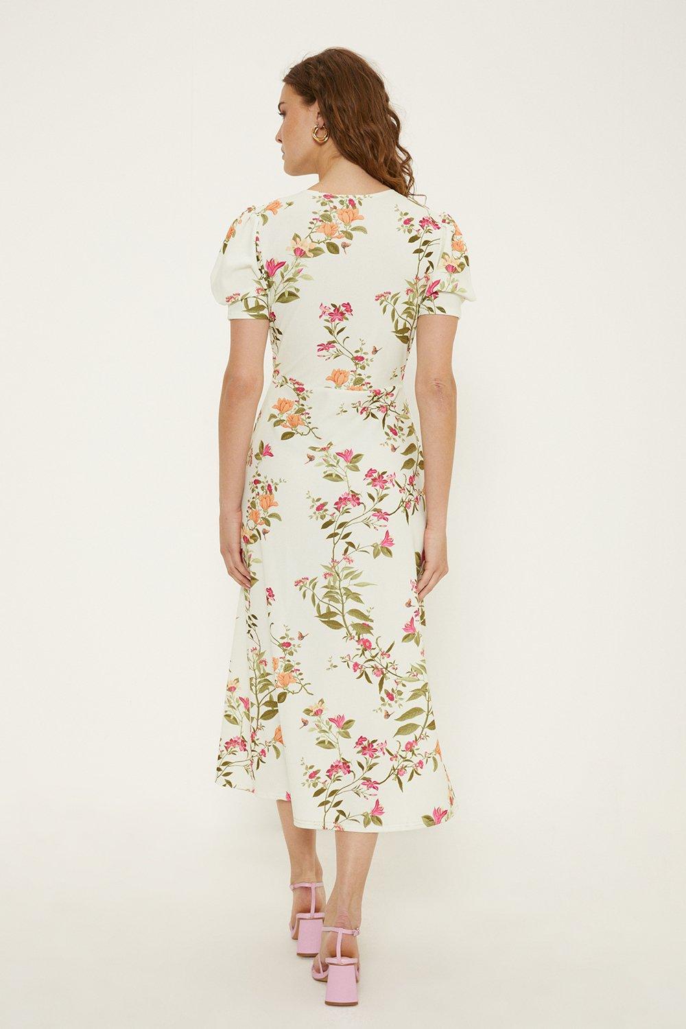 Arianna Ivory Floral Midi Dress – Skirt Society