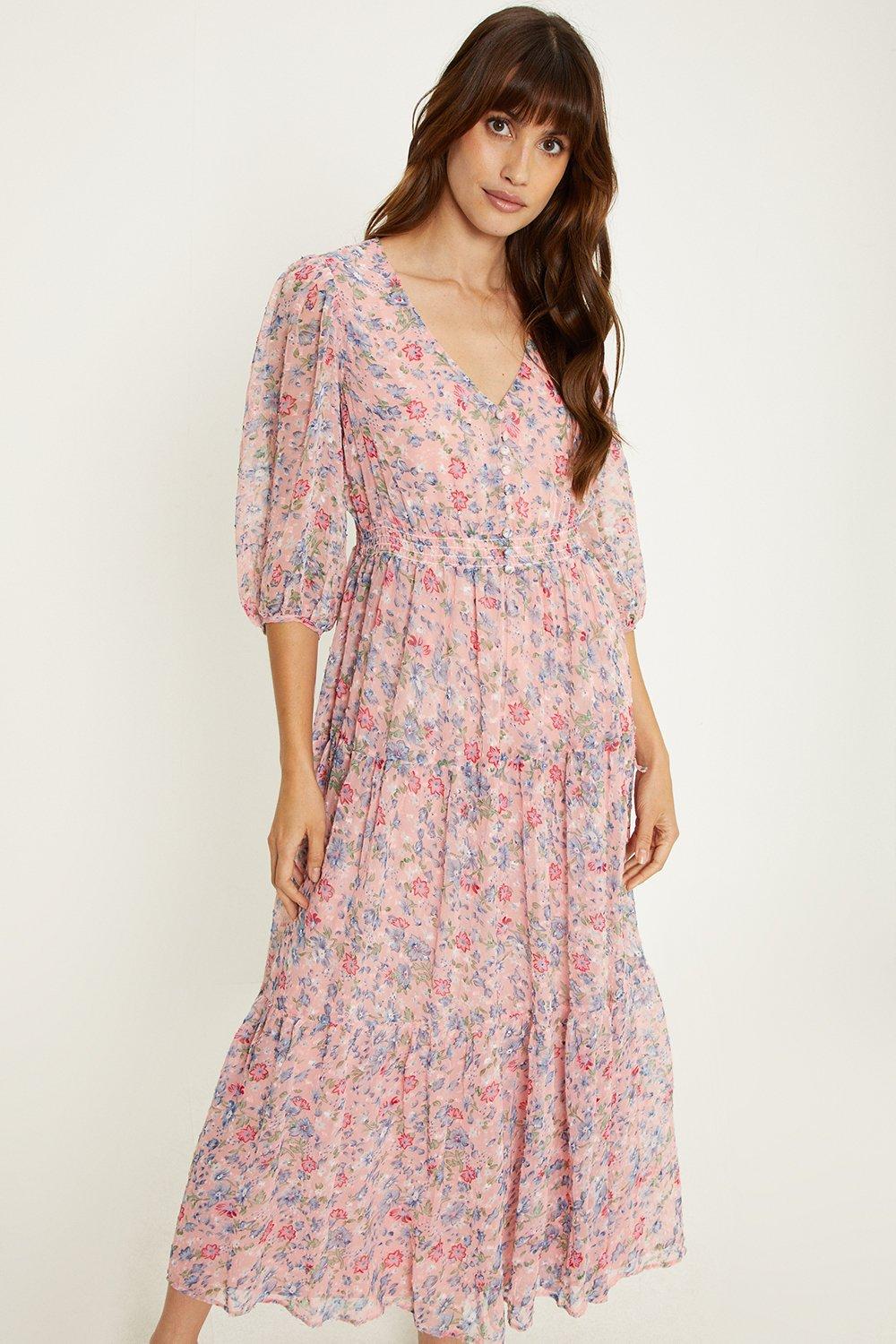 Oasis floral chiffon sales skater dress