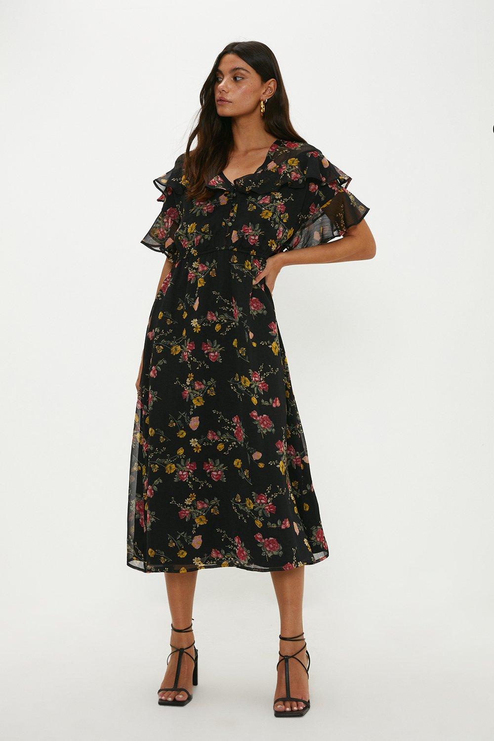 Oasis megan 2025 chiffon midi dress