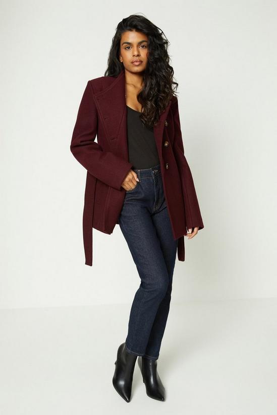 Oasis Petite Belted Button Through Short Wrap Coat 2