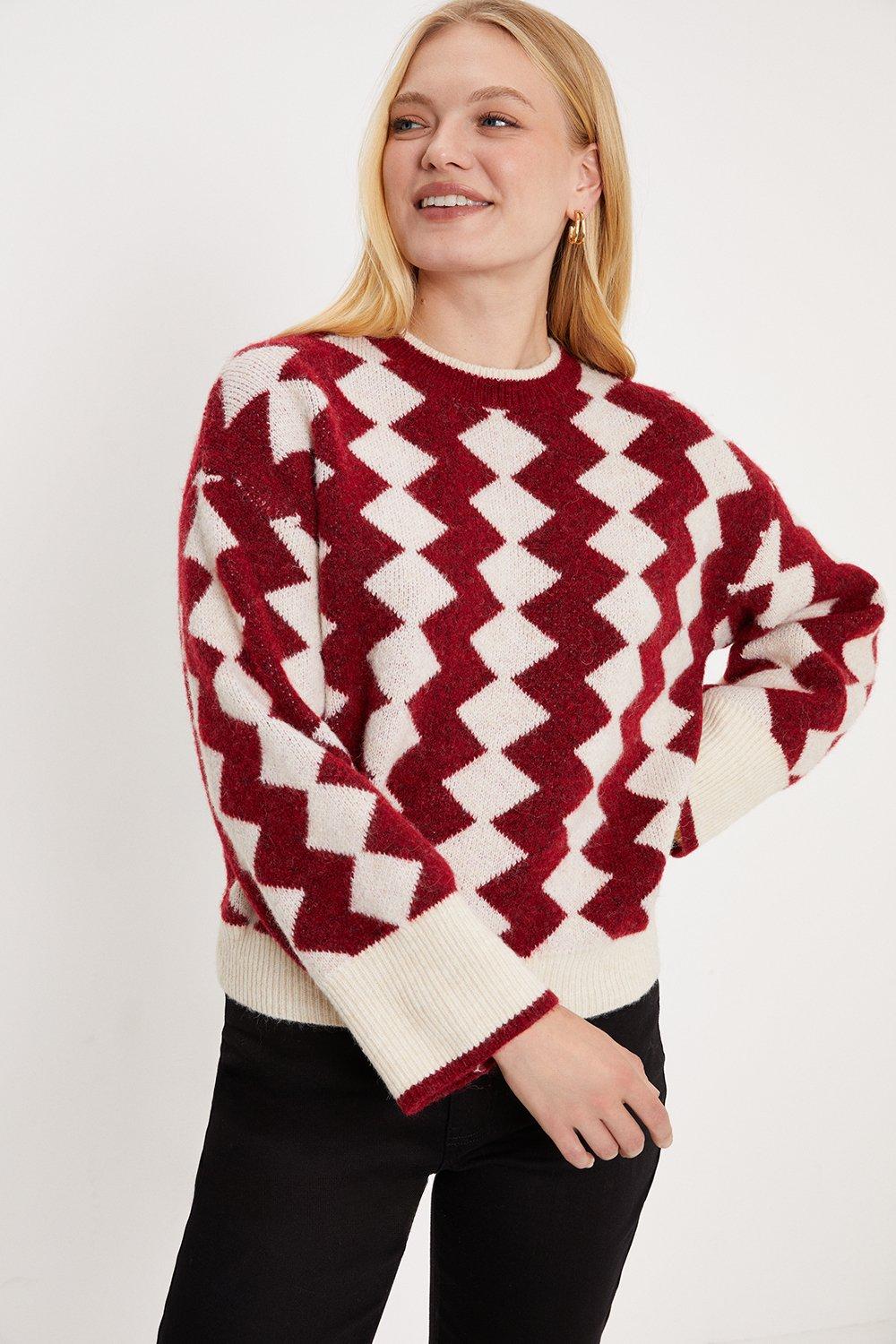 Jumpers & Cardigans | Vertical Zig Zag Jacquard Jumper | Oasis