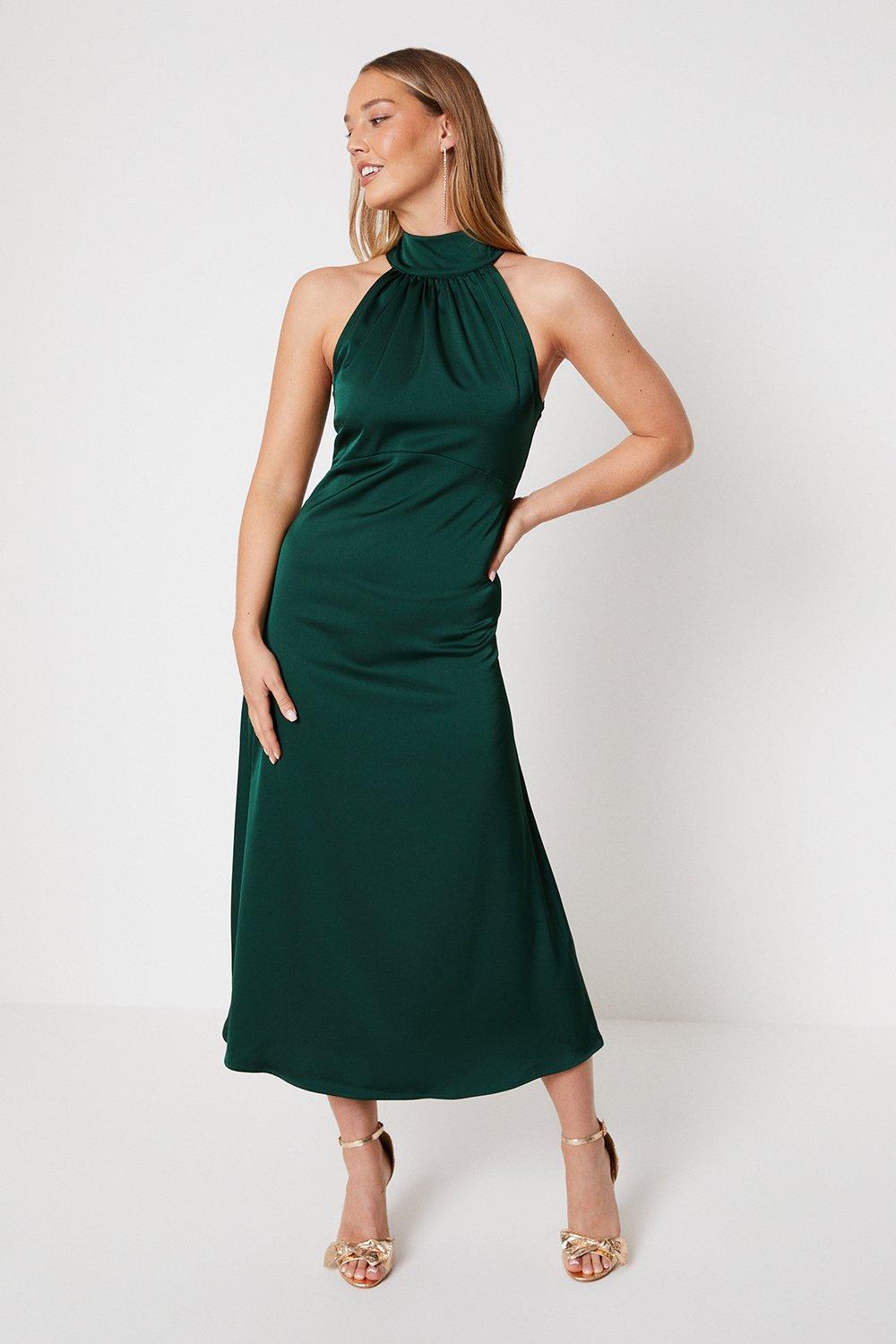 Oasis halter shop cupro midi dress