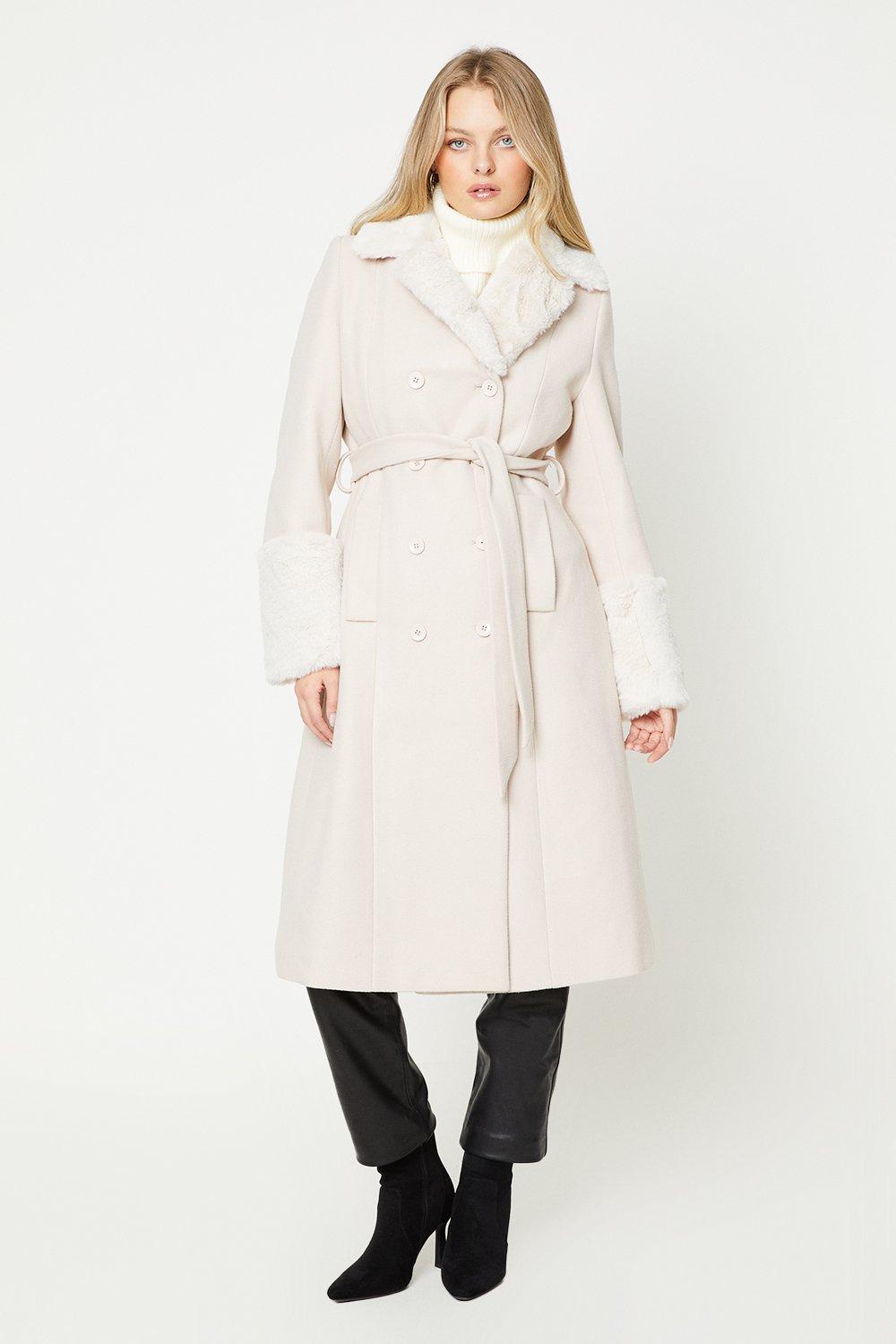 Oasis faux fur outlet collar princess coat