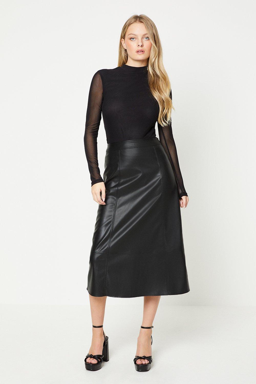 Oasis burgundy clearance faux leather skirt