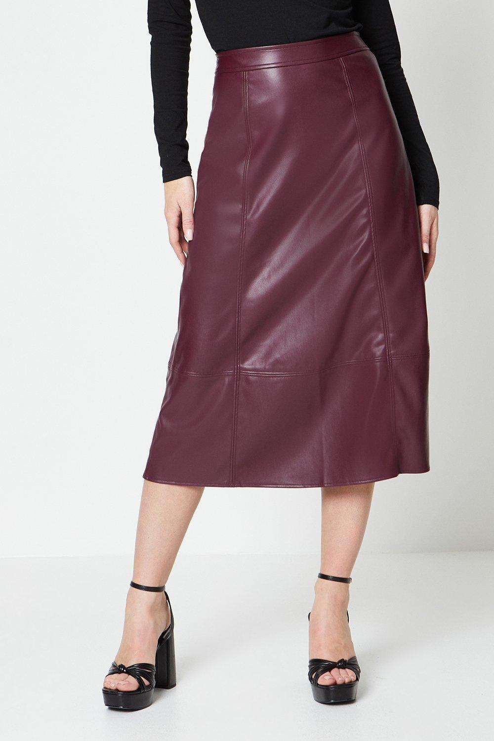 burgundy leather skirt oasis