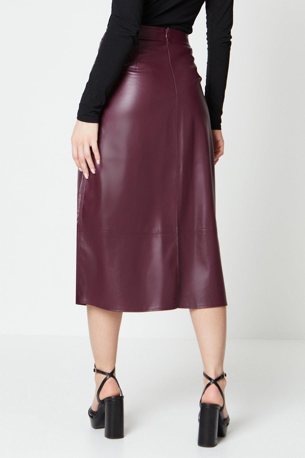 burgundy leather skirt oasis