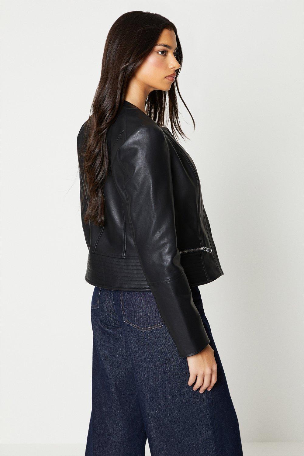 Oasis collarless 2024 leather jacket