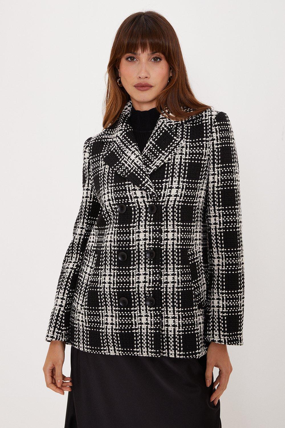 Textured Check Peacoat