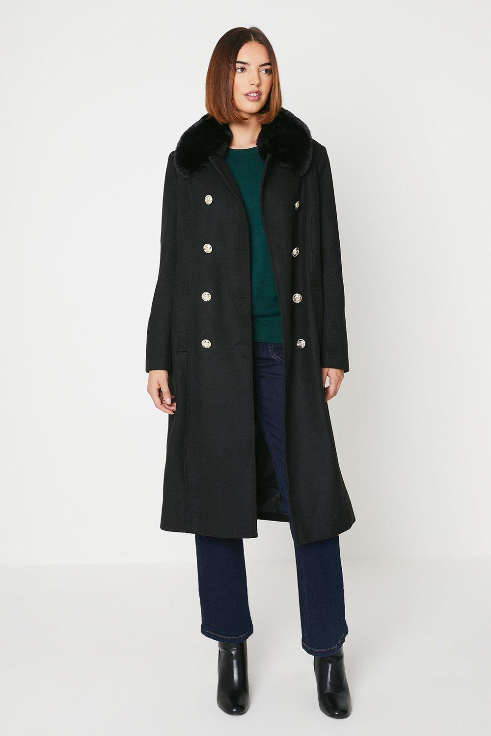 Jackets Coats Fur Collar Military Coat Oasis