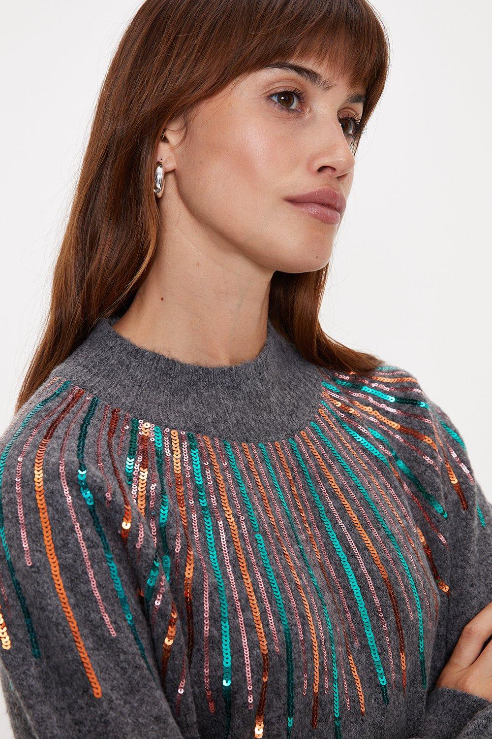 Oasis ava shop sequin yarn jumper