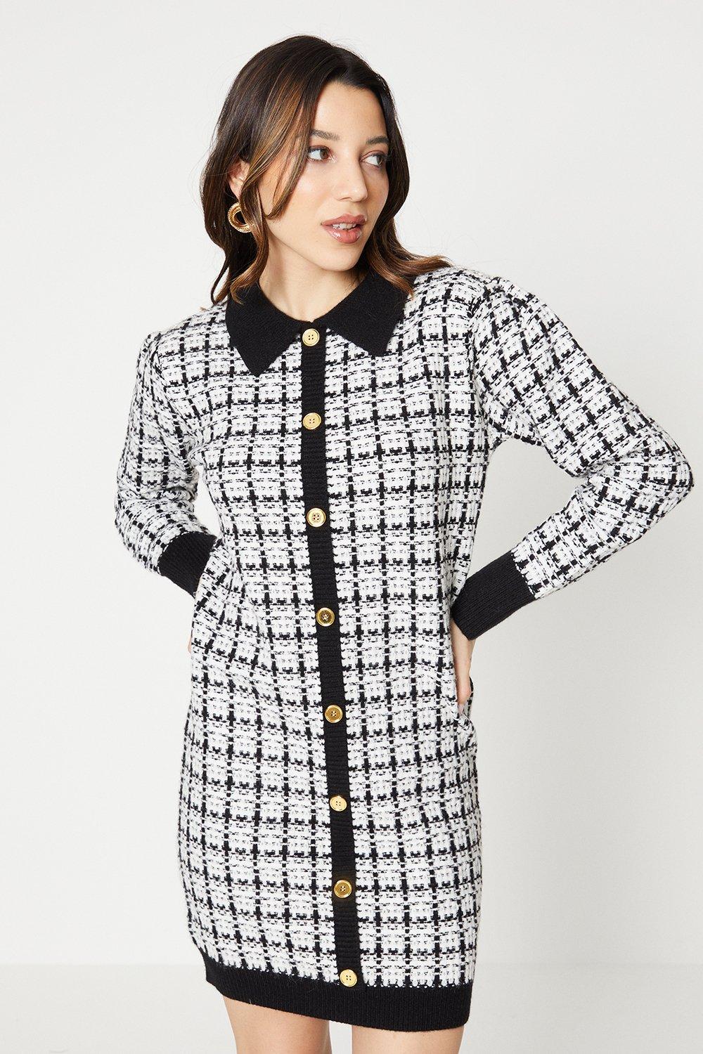 Dresses Tweed Style Knitted Dress Oasis