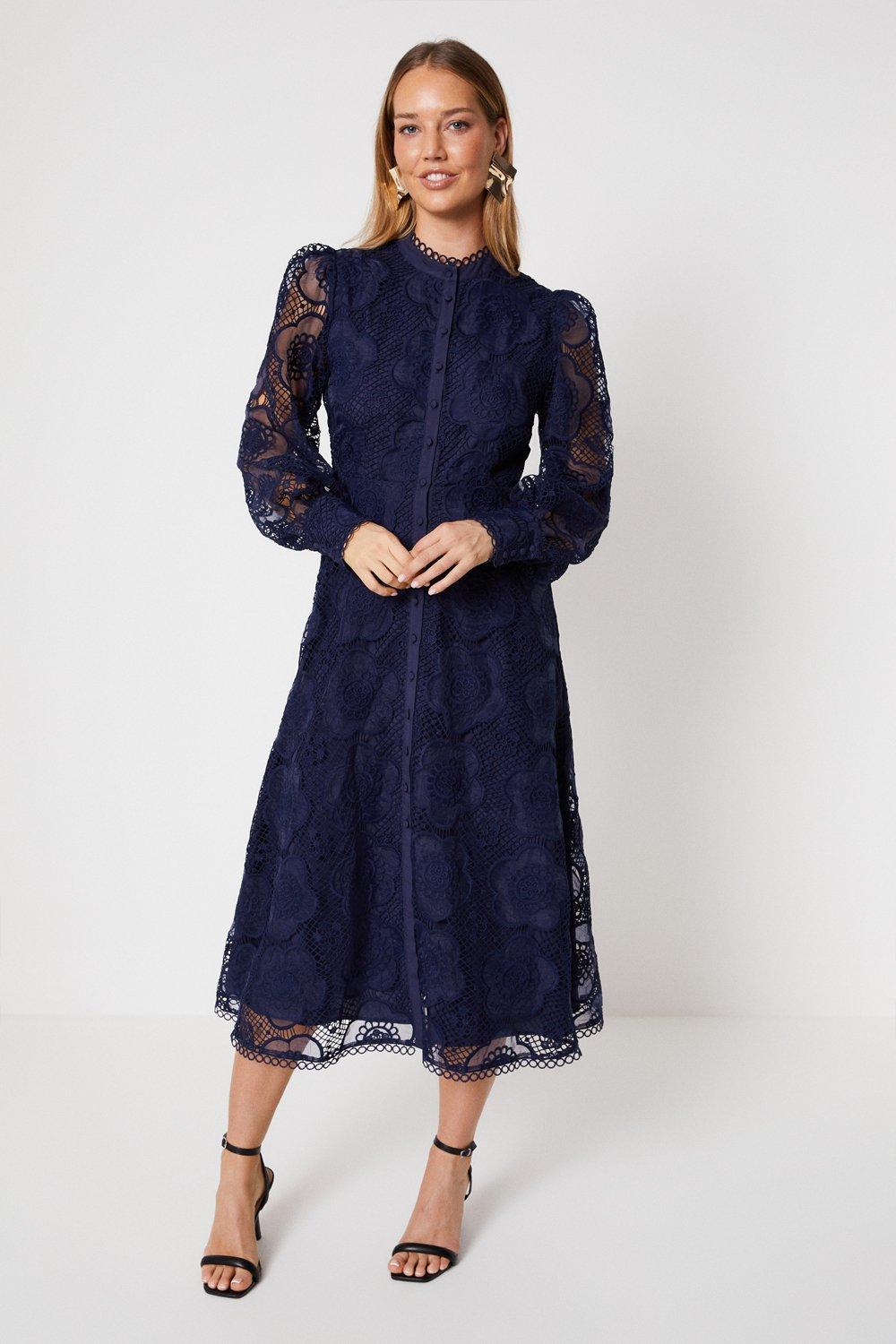 Oasis navy lace store dress