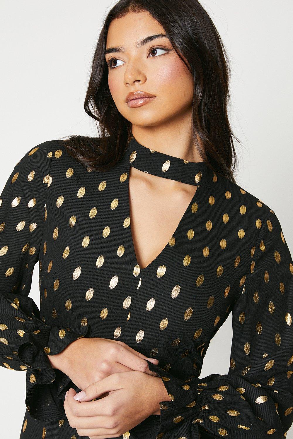 Oasis tiered midi dress in store polka dot