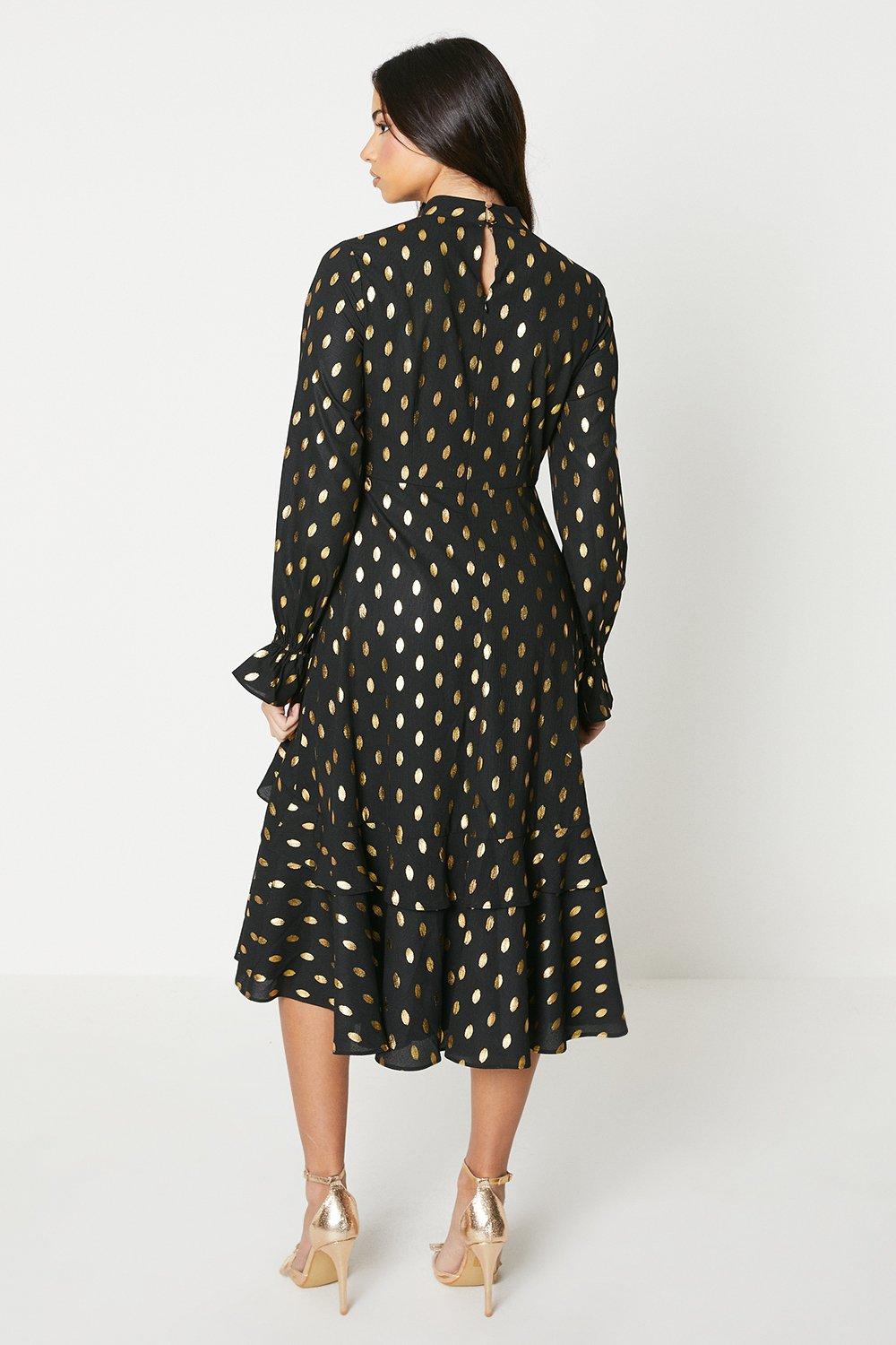 Oasis patched spot outlet midi dress