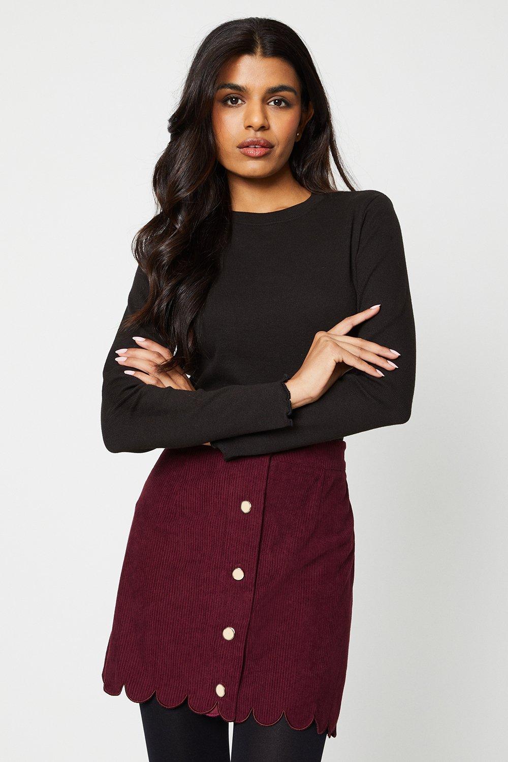 Burgundy button deals skirt